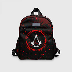 Детский рюкзак Символ Assassins Creed и краска вокруг на темном ф, цвет: 3D-принт