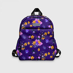 Детский рюкзак Цветы Разноцветные Ирисы На Синем Фоне