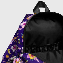 Детский рюкзак Цветы Разноцветные Гибискус и Ирисы На Синем Фоне, цвет: 3D-принт — фото 2