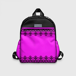 Детский рюкзак Черное кружево на неоновом розовом фоне, цвет: 3D-принт