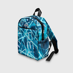 Детский рюкзак Неоновые лучи и неоновые надписи - Голубой, цвет: 3D-принт — фото 2