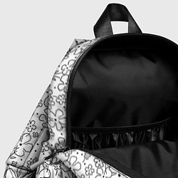 Детский рюкзак Цветочки черные на белом, цвет: 3D-принт — фото 2