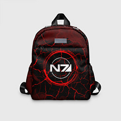 Детский рюкзак Символ Mass Effect и краска вокруг на темном фоне, цвет: 3D-принт