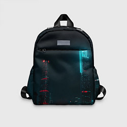Детский рюкзак Неоновые высотки в городе - Светло-синий, цвет: 3D-принт