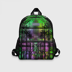 Детский рюкзак Неоновое здание ночью - Зелёный, цвет: 3D-принт