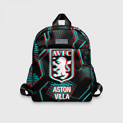 Детский рюкзак Aston Villa FC в стиле Glitch на темном фоне, цвет: 3D-принт