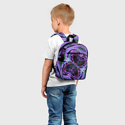 Детский рюкзак Неоновые узоры и фигуры - Фиолетовый, цвет: 3D-принт — фото 2