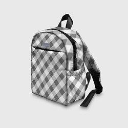 Детский рюкзак Бело-серый клетчатый узор tartan, цвет: 3D-принт — фото 2