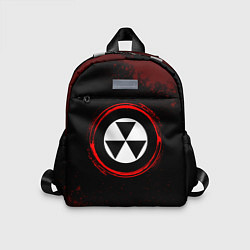 Детский рюкзак Символ Fallout и краска вокруг на темном фоне, цвет: 3D-принт