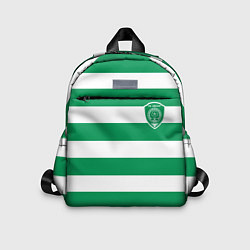 Детский рюкзак ФК Ахмат на фоне бело зеленой формы, цвет: 3D-принт