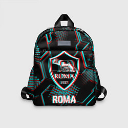 Детский рюкзак Roma FC в стиле Glitch на темном фоне, цвет: 3D-принт