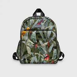Детский рюкзак Попугаи и Цветы Зелёные Джунгли
