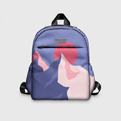 Детский рюкзак Пейзаж гор и леса в стиле ретро, цвет: 3D-принт