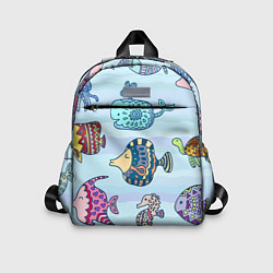 Детский рюкзак Кит, черепаха, акула и другие обитатели океана, цвет: 3D-принт
