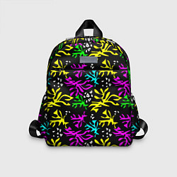 Детский рюкзак Неоновый абстрактный узор на черном фоне, цвет: 3D-принт