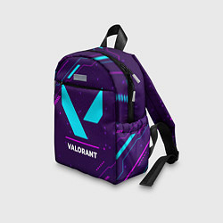 Детский рюкзак Символ Valorant в неоновых цветах на темном фоне, цвет: 3D-принт — фото 2