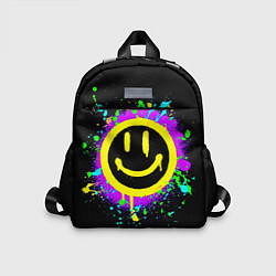 Детский рюкзак Смайлик - неоновые брызги, цвет: 3D-принт