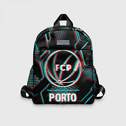 Детский рюкзак Porto FC в стиле glitch на темном фоне, цвет: 3D-принт