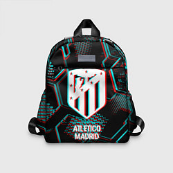 Детский рюкзак Atletico Madrid FC в стиле glitch на темном фоне, цвет: 3D-принт