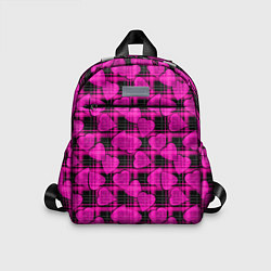 Детский рюкзак Black and pink hearts pattern on checkered