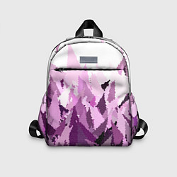 Детский рюкзак Мозаичный узор в розовых и сиреневых тонах на бело, цвет: 3D-принт