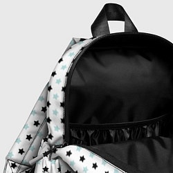 Детский рюкзак Бирюзовые, черные звезды на белом, цвет: 3D-принт — фото 2