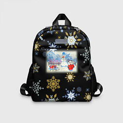 Детский рюкзак Новый год мальчик с санками, цвет: 3D-принт