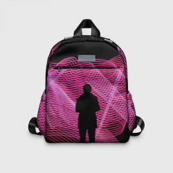 Детский рюкзак Неоновые розовые волны и силуэт человека