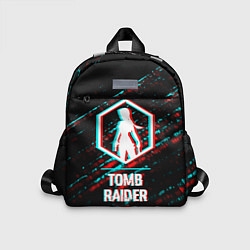 Детский рюкзак Tomb Raider в стиле glitch и баги графики на темно