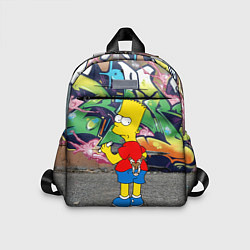 Детский рюкзак Хулиган Барт Симпсон на фоне стены с граффити, цвет: 3D-принт