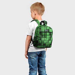 Детский рюкзак Киберпанк броня - Зелёный металлические кубы, цвет: 3D-принт — фото 2