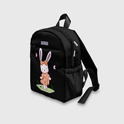 Детский рюкзак Крольчонок С Бантиком На Чёрном Фоне, цвет: 3D-принт — фото 2