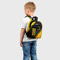 Детский рюкзак Demon Slayer - gold gradient: надпись, символ, цвет: 3D-принт — фото 2