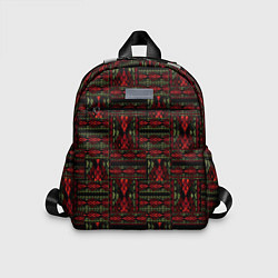 Детский рюкзак Красно зеленый лоскутный узор змеиной кожи имитаци, цвет: 3D-принт