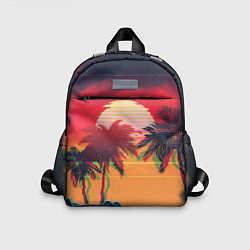 Детский рюкзак Пальмы и пляж на закате с помехами VHS ретро дизай
