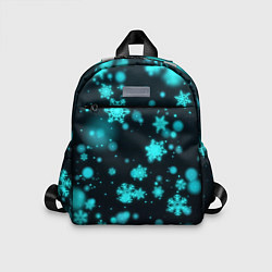 Детский рюкзак Неоновые снежинки на черном фоне