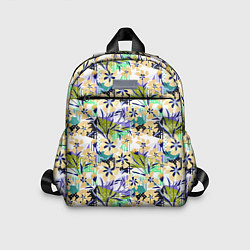 Детский рюкзак Цветочный узор на фоне в горошек, цвет: 3D-принт