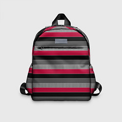 Детский рюкзак Красно-черный полосатый современный узор, цвет: 3D-принт