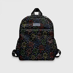 Детский рюкзак Цветные зонтики на чёрном фоне, цвет: 3D-принт