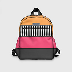 Детский рюкзак Полосатый узор желтые розовые черные полосы, цвет: 3D-принт