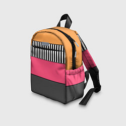 Детский рюкзак Полосатый узор желтые розовые черные полосы, цвет: 3D-принт — фото 2