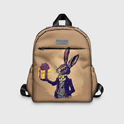 Детский рюкзак Кролик в костюме с подарком, цвет: 3D-принт