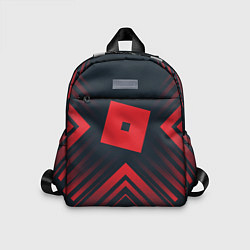 Детский рюкзак Красный символ Roblox на темном фоне со стрелками, цвет: 3D-принт