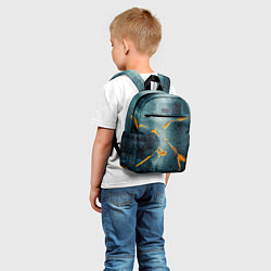 Детский рюкзак Синий мрачный туман и оранжевые краски, цвет: 3D-принт — фото 2