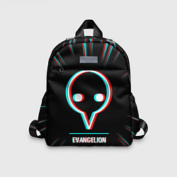 Детский рюкзак Символ Evangelion в стиле glitch на темном фоне