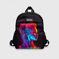 Детский рюкзак Нейросеть - девушка киборг в неоновом свечении, цвет: 3D-принт