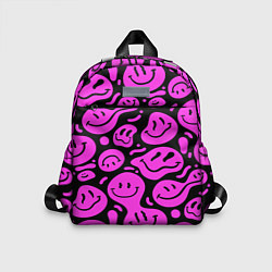 Детский рюкзак Кислотный розовый в смайликах, цвет: 3D-принт