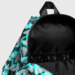 Детский рюкзак Пятнистый абстрактный узор серый с бирюзовыми лини, цвет: 3D-принт — фото 2
