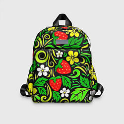 Детский рюкзак Роспись земляника и цветы, цвет: 3D-принт