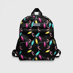 Детский рюкзак Новогодняя гирлянда черная, цвет: 3D-принт